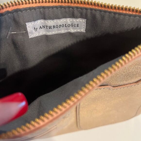 🛍️ Anthropologie Gold Glitter Leah Leather accessory Pouch - Picture 9 of 10